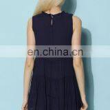 Women Slim Girls Navy Chiffon Pleated Casual Tunci Party Dress thumbnail-3