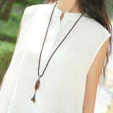 Nine Agate Pendant Necklace Pendant Accessories Simple Retro Vain Long Folk Style Agate Female Sweater Chain thumbnail-2