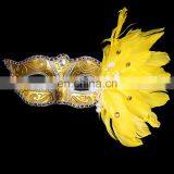 Hot Sale Sexy Blue White Red Women Feathered Venetian Masquerade Masks for a Masked Ball Side Feather Flower Masks Manufacturer thumbnail-1