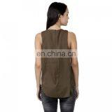 Solid Brown Sleeveless Top for Girls thumbnail-5
