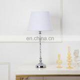 European Design Bedroom Decoration White Barrel Lampshade Silver Metal Table Lamp for Salon thumbnail-6