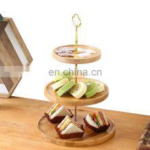 Wholesale 3 Layer Bamboo Cup Cake Stand Party Fruits Snacks Serving Tray thumbnail-1