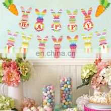 Wholesale Promotional Easter Party Accessories Decor Hanging Ceiling Decorations Egg Bunny Foil Swirls Home Wall