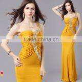C70474A One Shoulder Sexy Yellow Long Evening Dresses for Wedding