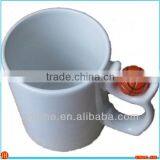 11oz blank sublimation ceramic mug with basketball handle