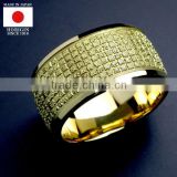 Handmade silver and gold fashion ring engraved with Buddhist scripture