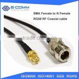 High Quality N Female to SMA Female Nut Bulkhead RG58 Jumper Pigtail Cable 50cm