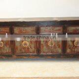 Chinese Antique Furniture Long Distressed Sideboard thumbnail-1
