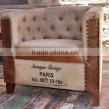 Industrial Furniture Store , VINTAGE INDUSTRIAL CANVAS AND LEATHER SOFA