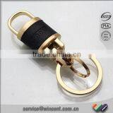 Lock Shape Black Leather Metal Rotating Key Chain thumbnail-2