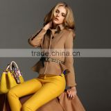 Womens Fashion Classic Wool Pea Coat OEM Type Factory Guangzhou Baiyun