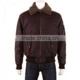 Natural Mens Leather Bomber Jacket , Genuine Leather Bomber Jackets , Black Wholesale Bomber Faux Leather Jacket thumbnail-1