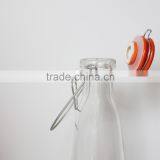 Kitchenware Storage Glass Bottle Empty Clear Glass Milk Bottle With Handle Clip Glass Canister Supplier's Choice thumbnail-2