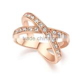 2016 Spring Series Women Ring Jewelry Double Circles X Ring Channel Setting Zircon Finger Rings For Women