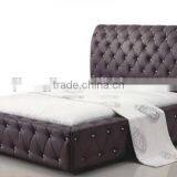 Curved Headboard Bonded Leather PU Diamante Bed thumbnail-1