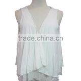 Sleeveless Cotton Tank Top Lace Joint for Ladies Leisure Homewear
