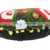 Indian Suzani Round Floor Pillows Cotton Ethnic Uzbek Embroidered Cushion Cover Boho Throw thumbnail-2