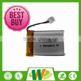 Factory direct rechargeable 3.7v 550mah lithium polymer battery