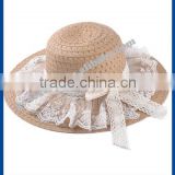 hot new products for 2014 Spring and summer Fresh hollow lace breathable sunscreen beach lady hate para straw hat and cap custom