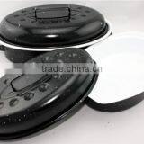 Cookware Chicken White and Black Ceramic Roaster Pan thumbnail-2