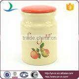 Fruit Decal Ceramic Storage Jars With Red Lid thumbnail-4