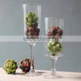 Decoration Tall Cylinder Glass Flower Vase With Stem for Home Wedding Table Centerpieces thumbnail-2