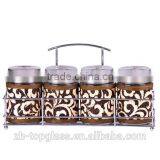 4pcs Round Glass Spice Jar Set With Metal Cover thumbnail-1