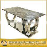 Modern Furniture Stainless Steel Legs Marble Top Dining Table Qiancheng Furniture