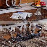 Modern Circl Base Marble Top Stainless Steel Base Side Table thumbnail-3