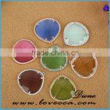 Wholesale DIY fashion jewelry accessories colorful glass stone glass bezel pendant