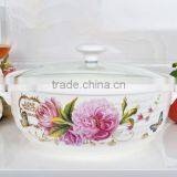 10" Ceramic Pot Suitable for Microwave Oven With Glass Lid thumbnail-4