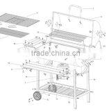 Chimney BBQ / BBQ Grill / Smoker BBQ Deluxe Charcoal BBQ Grill With Trolley thumbnail-3