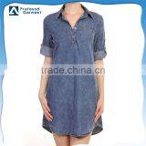 OEM/ODM European Fashion Women Blue Denim Dresses thumbnail-1