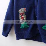 Wholesale Navy Blue Color v Neck Cotton Babies Knitting Sweater Designs thumbnail-5