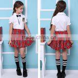 Custom Primary School Shirt /Short Skirt And Pants For Children Summer School Uniform thumbnail-3