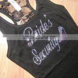 Bride Custom Racerback Tank Tops Rhinestone Women's Cotton Vest Wholesale thumbnail-5