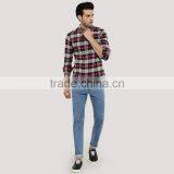 Cheap Casual Long Sleeve Washed Color Changing Designer Check Shirts for Men thumbnail-3