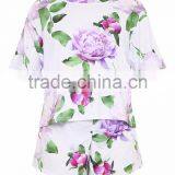 Custom Print Women Floral Print Grey Full Printing Flowers Ladies Pyjama Set Digital Printed Pajama Set thumbnail-4