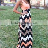 MGOO 2015 High Quality Stock Sleeveless Women Maxi Stripe Dress Knitted Zig Zag Colorful Beach Dress Z390 thumbnail-3