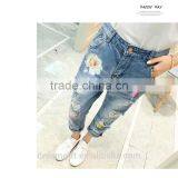 Simple Clothing Hole Torn Female Jeans Women's Cool Denim Pants Straight Jeans for Girl Vintage Casual Pants thumbnail-1