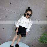 2-7 Years Wholesale 2017 Hot Sale Girls Ruffles Shirt Full Sleeve Fashion Cotton Autumn Shoulderless Girls Blouse thumbnail-4