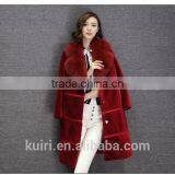 Women's Long Design Suit Collar Turn-down Collar Trench Cashmere Overcoat Fur One Piece Sheep Shearing Wool Outerwear thumbnail-5