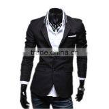 Mens Korean Slim Fit Fashion Blazer Suit Jacket Black Gray Red Size M to 2XL Male Blazers Mens Coat Wedding Dress thumbnail-5