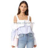 OEM Hot Ladies Turn Collar Fresh Color Poplin Skirt Office Blouse thumbnail-6