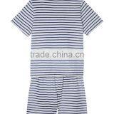 2017 Wholesale Kids Latest Design Summer Sleepwear Cotton Casual Sleeping Suit Pajamas Children Stripe Cotton Pyjamas 1-6 Years thumbnail-2