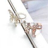 Adjustable Rings Gold Plated Butterfly Animal Clear Rhinestone thumbnail-2