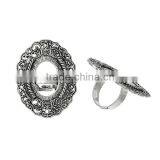 Adjustable Rings Oval Antique Silver Cabochon Settings 17.9mm 10 PCs Ring Setting thumbnail-1