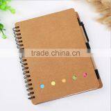 Customised Logo Kraft Blank Cover White Lined Inner Paper Spiral Notebook With Pen Colorful Sticky Notes Divider thumbnail-3
