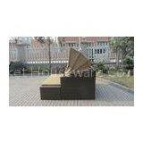 Square Resin Wicker Lounge Bed , Balcony / Garden Cane Daybed