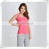 Lace Trim Square Neck Tank Top Bamboo Fiber Ladies Sleeveless Vest thumbnail-3